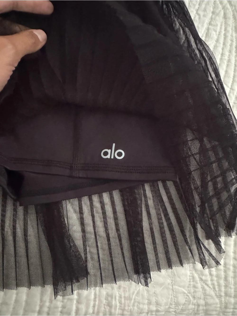 ALO Yoga Black Pleated Tulle Skirt